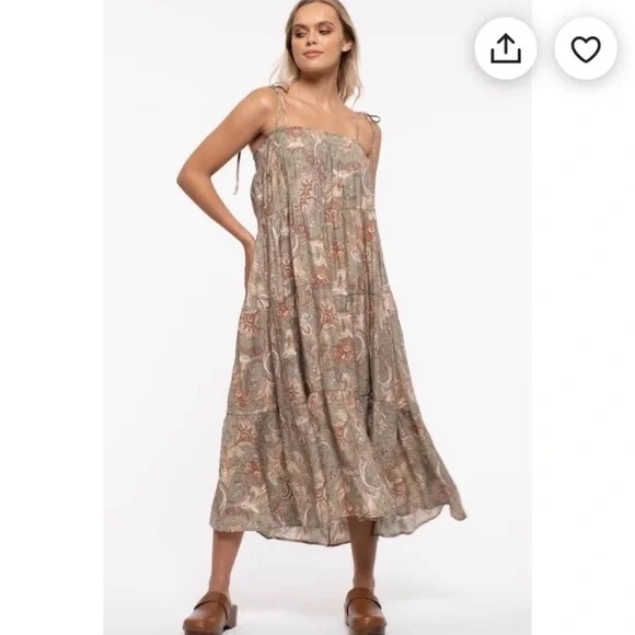 Anthropologie Dresses & Skirts - Anthropologie BLU PEPPER Paisley Floral Maxi Midi Dress S Sage Boho Cottagecore
